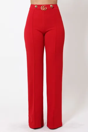 Cg Buckle And Button Detail Pants