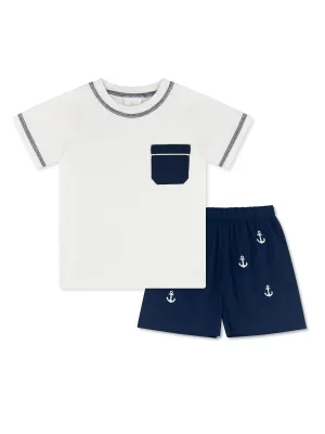 Charlie Short Set - Avenue White, Avenue Navy