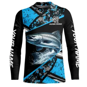 Chinook Salmon fishing Blue camo Kid Long Sleeve Fishing Shirt custom Salmon fishing jerseys NQS9347