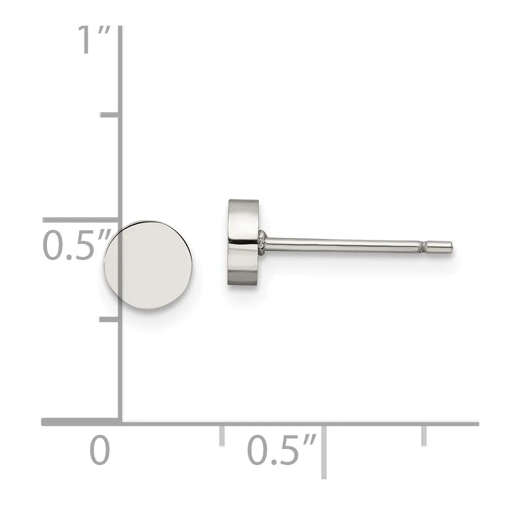 Chisel Stainless Steel Polished Circle Post Earrings