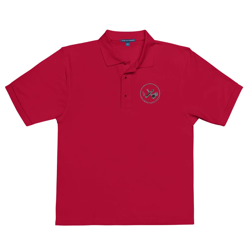 Clubs and Sticks Men's Premium Embroidered Polo - Grey