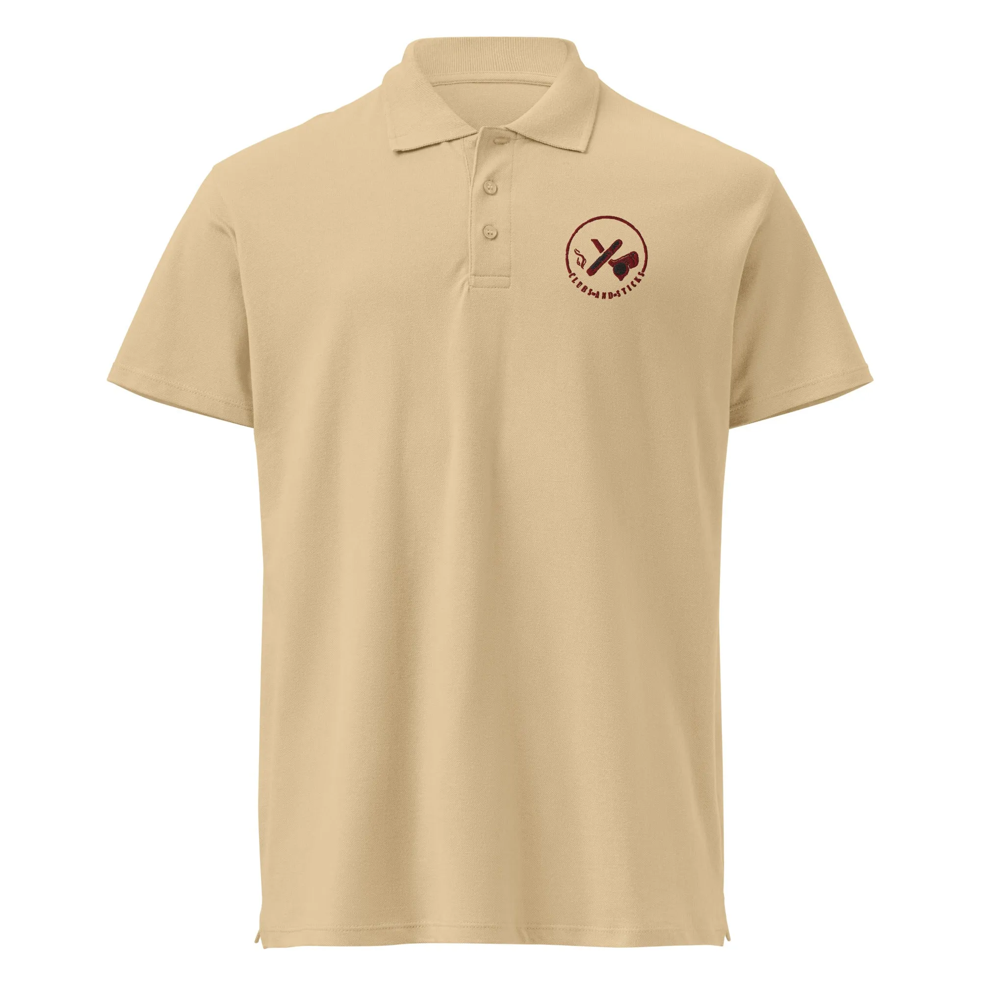 Clubs and Sticks Premium Pique Embroidered Polo Shirt - Maroon