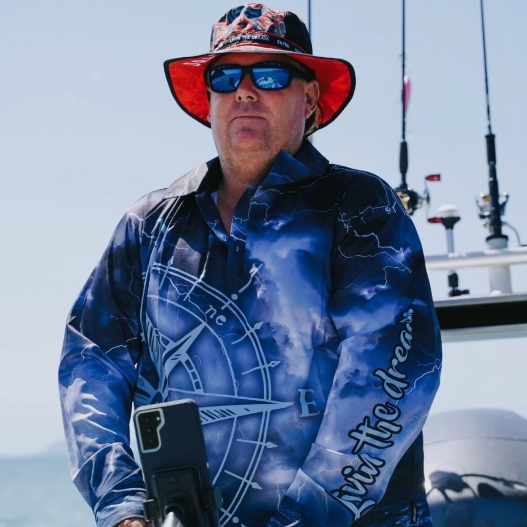 Compass | Blue Storm Livin the Dream Fishing Shirt