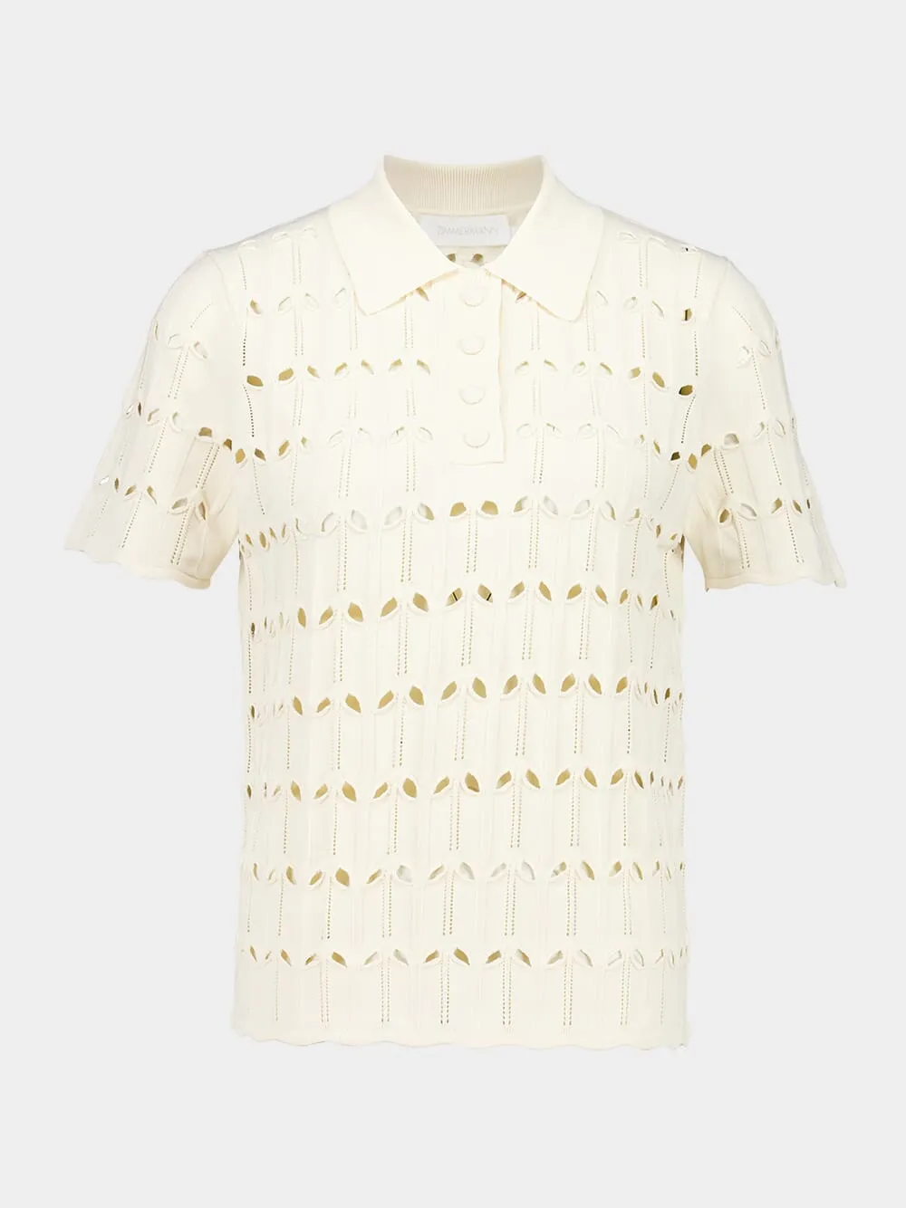 Cream Rhiannon Pointelle Polo