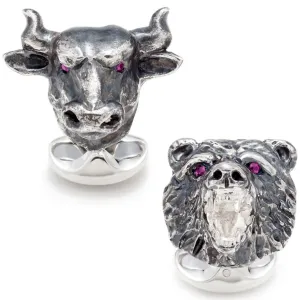 Deakin and Francis Bull and Bear Cufflinks, Sterling Silver