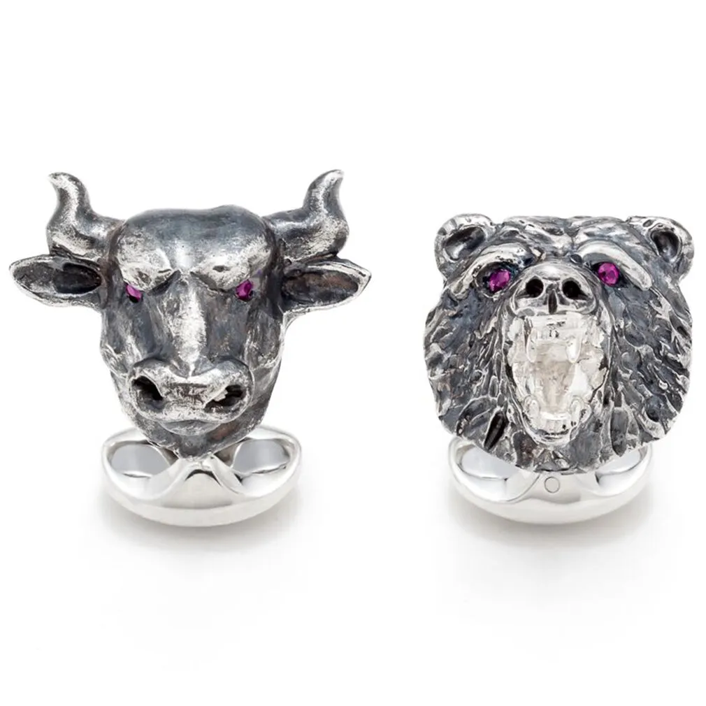 Deakin and Francis Bull and Bear Cufflinks, Sterling Silver