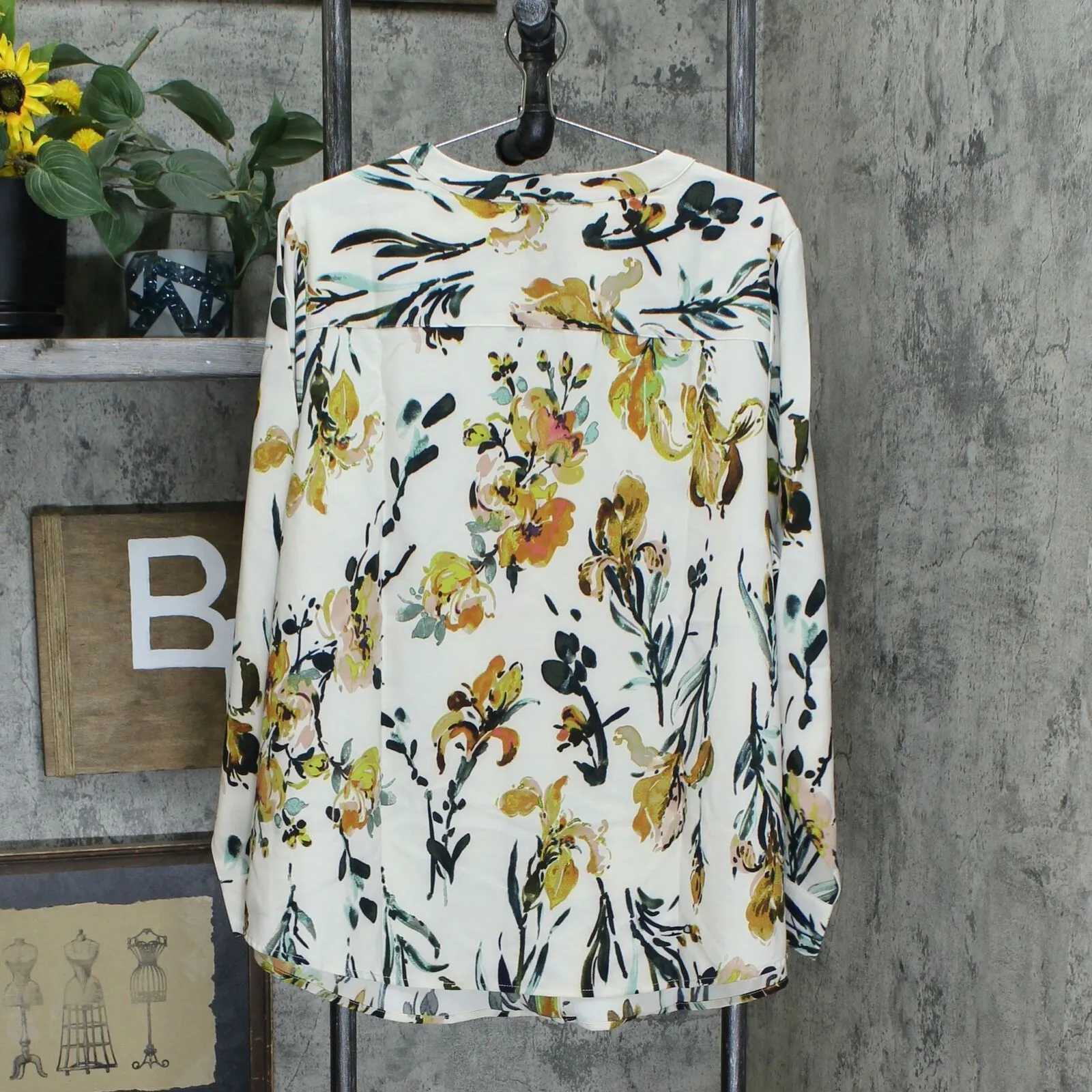 Denim & Co. Plus Size Watercolor Floral Stretch Crepe Blouse