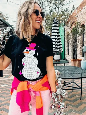 Disco Snowman Tee: Black