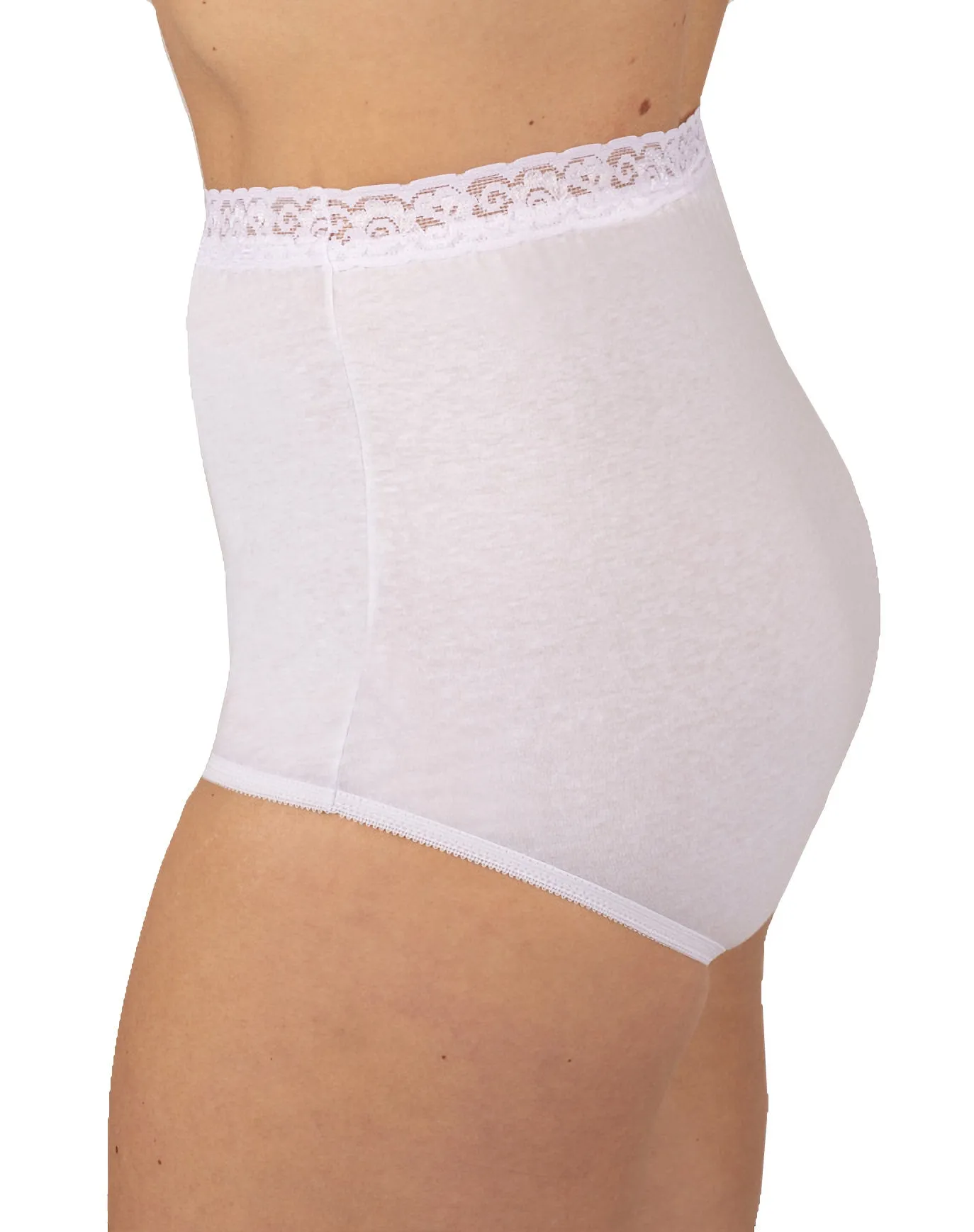 Dixie Belle Underwear 100% White Cotton Panties with Lace Waistband