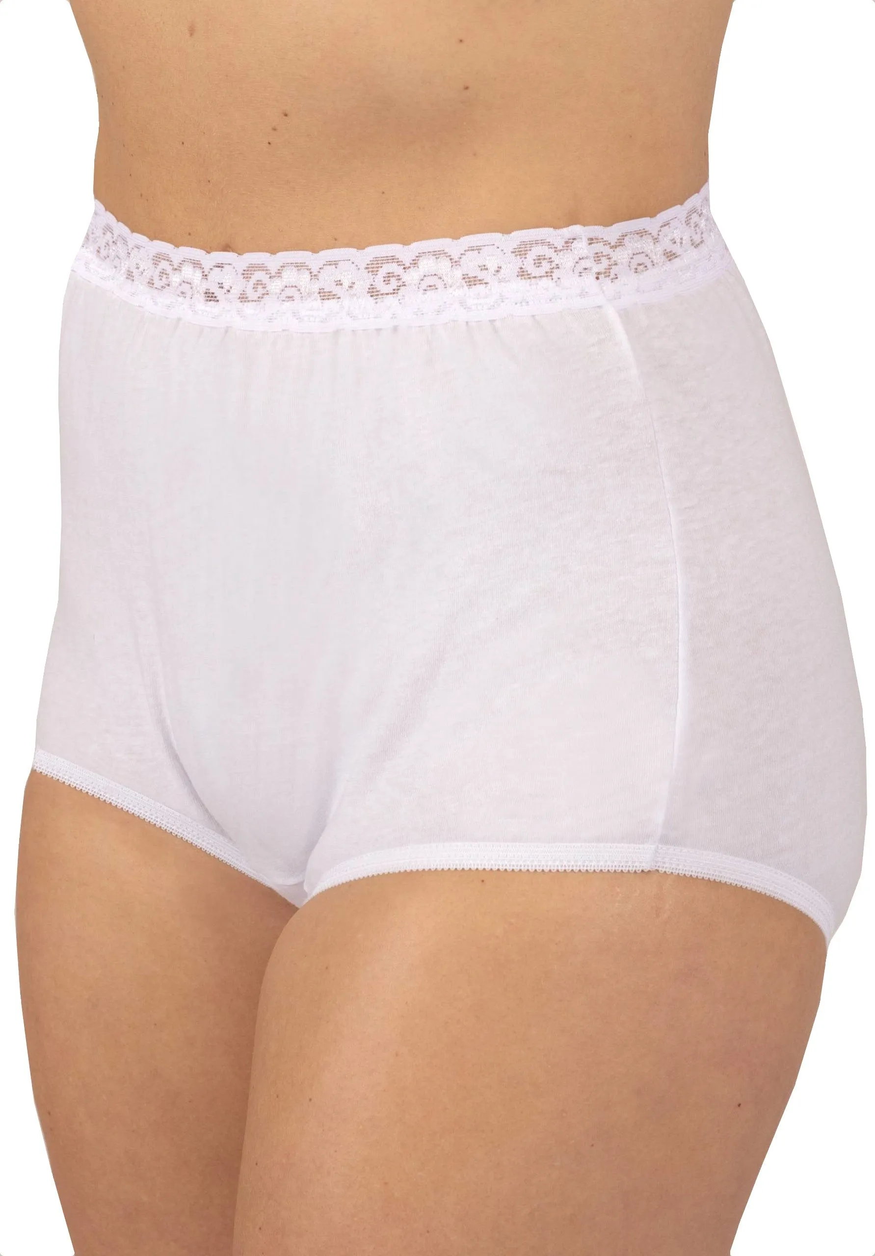 Dixie Belle Underwear 100% White Cotton Panties with Lace Waistband