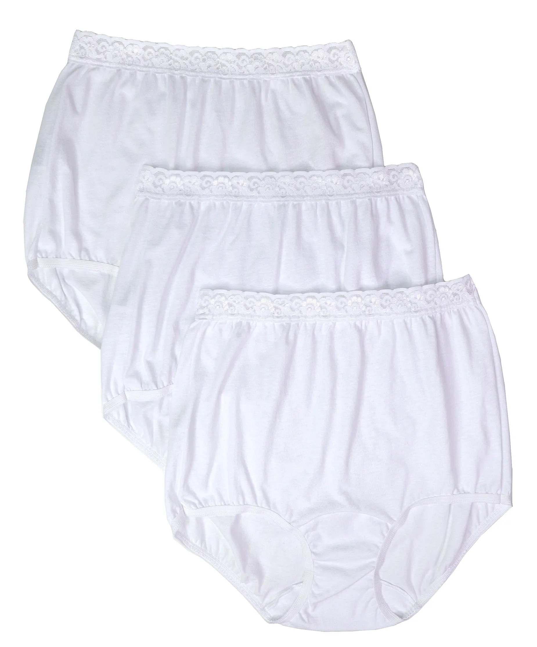 Dixie Belle Underwear 100% White Cotton Panties with Lace Waistband