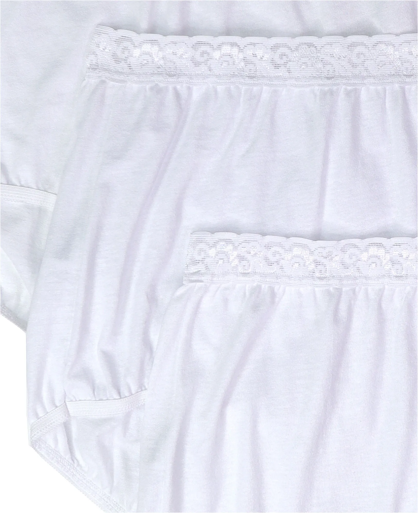 Dixie Belle Underwear 100% White Cotton Panties with Lace Waistband