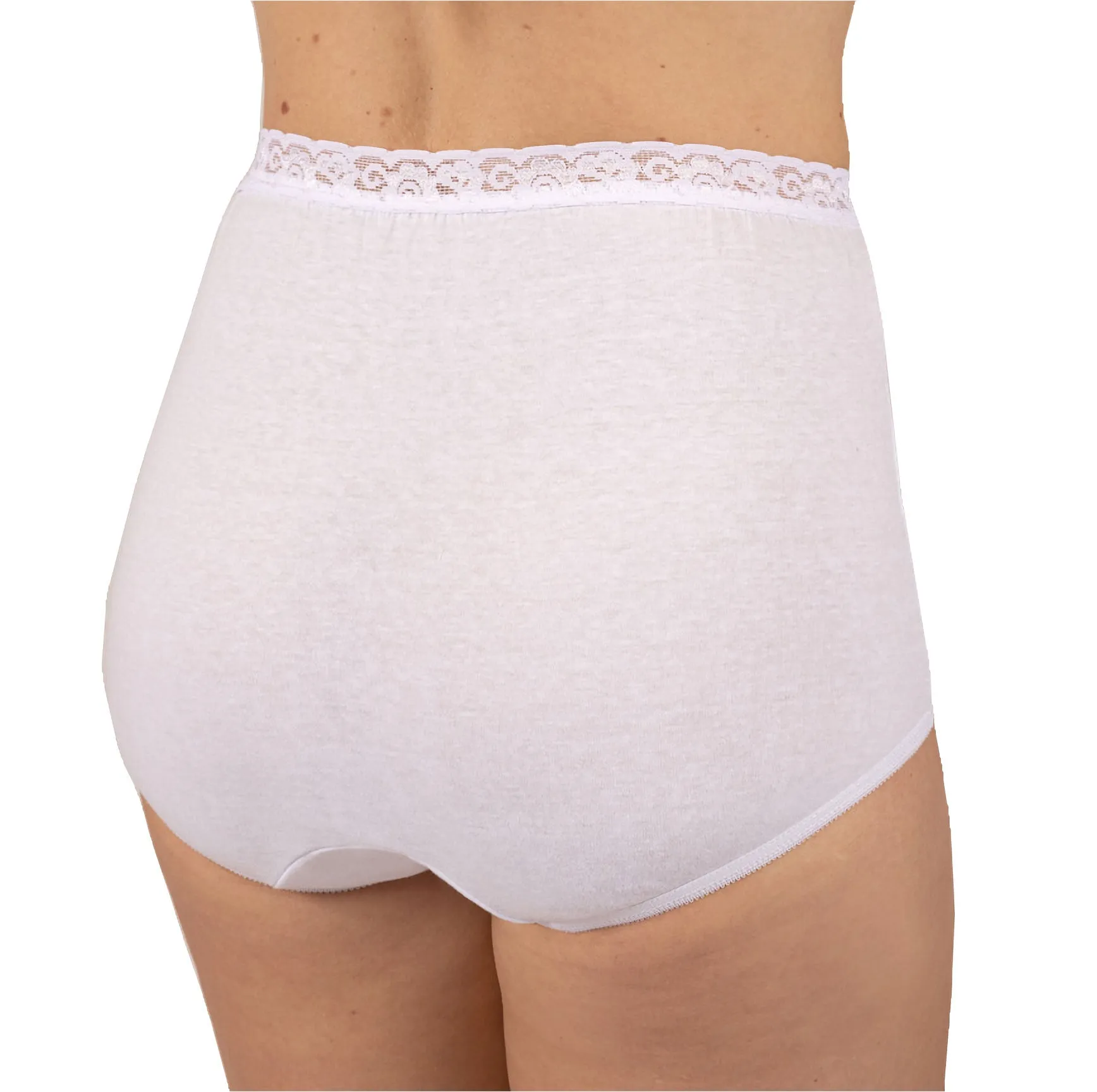 Dixie Belle Underwear 100% White Cotton Panties with Lace Waistband