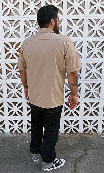 Don Muerto Bowling Shirt in Khaki with Leopard Print