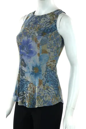 DUCHESSA Sleeveless Stretchy Ribbed Knit Flared Tunic Top