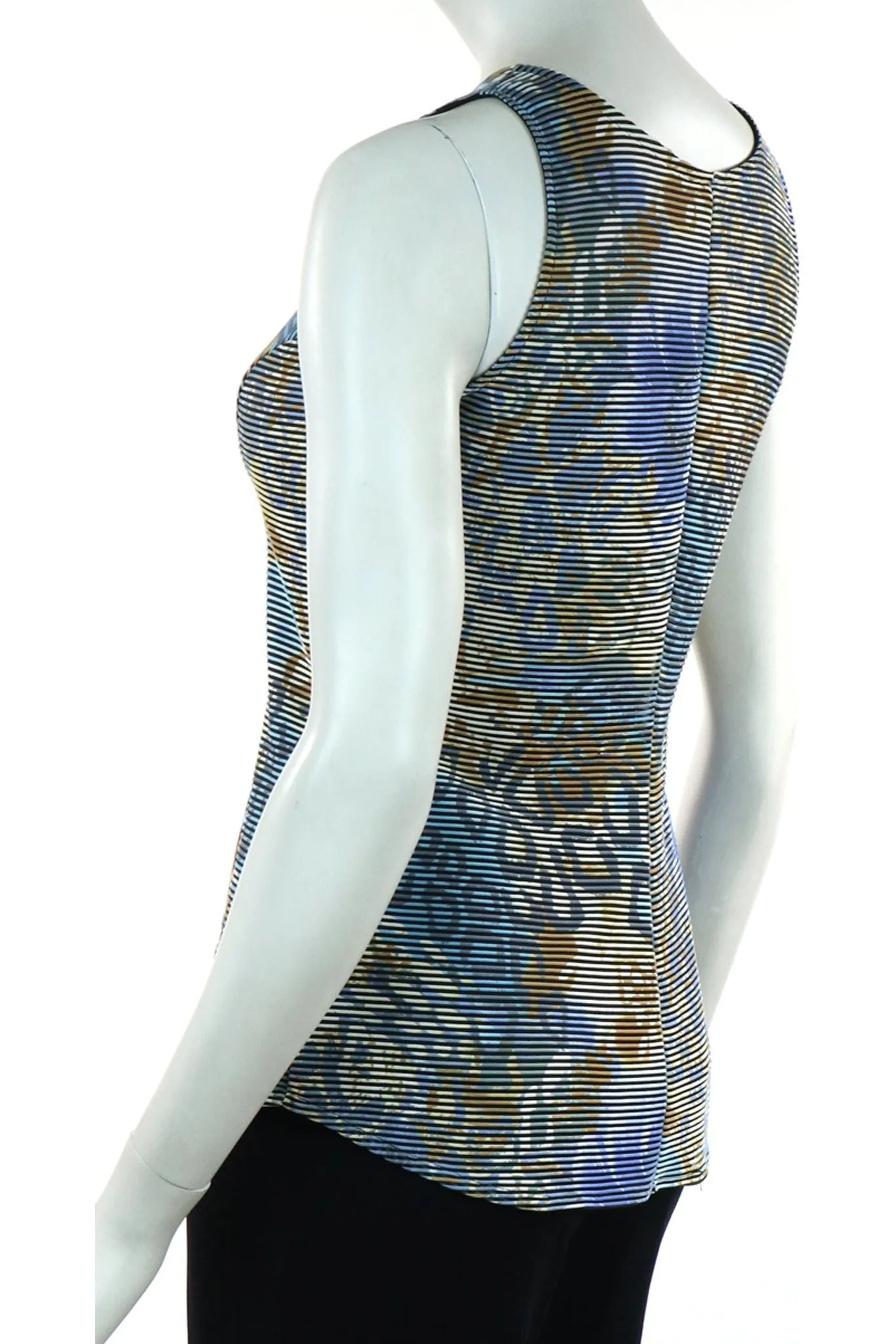 DUCHESSA Sleeveless Stretchy Ribbed Knit Flared Tunic Top