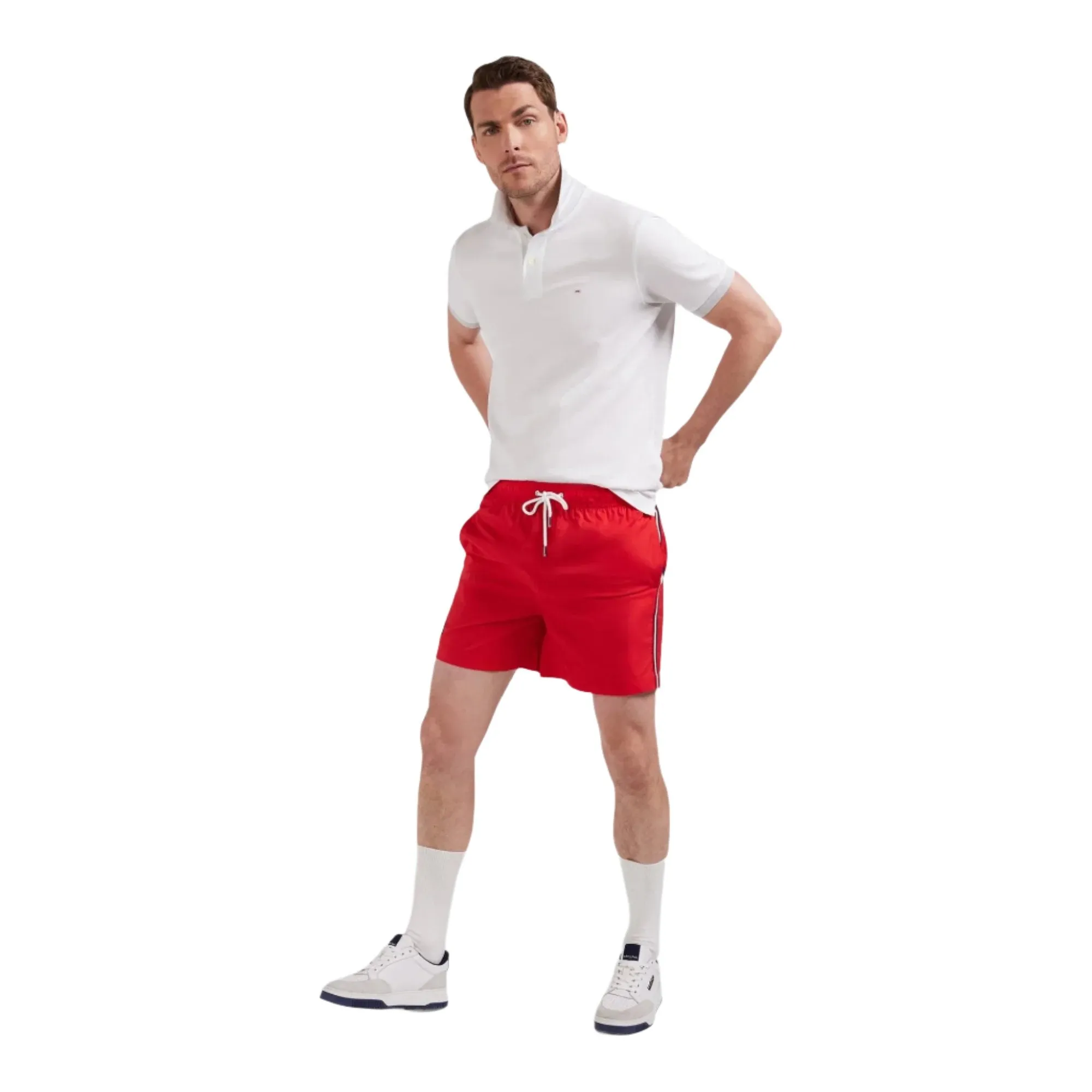 Eden Park Gents Plain Swim Shorts With Tricolor Stripe Detail