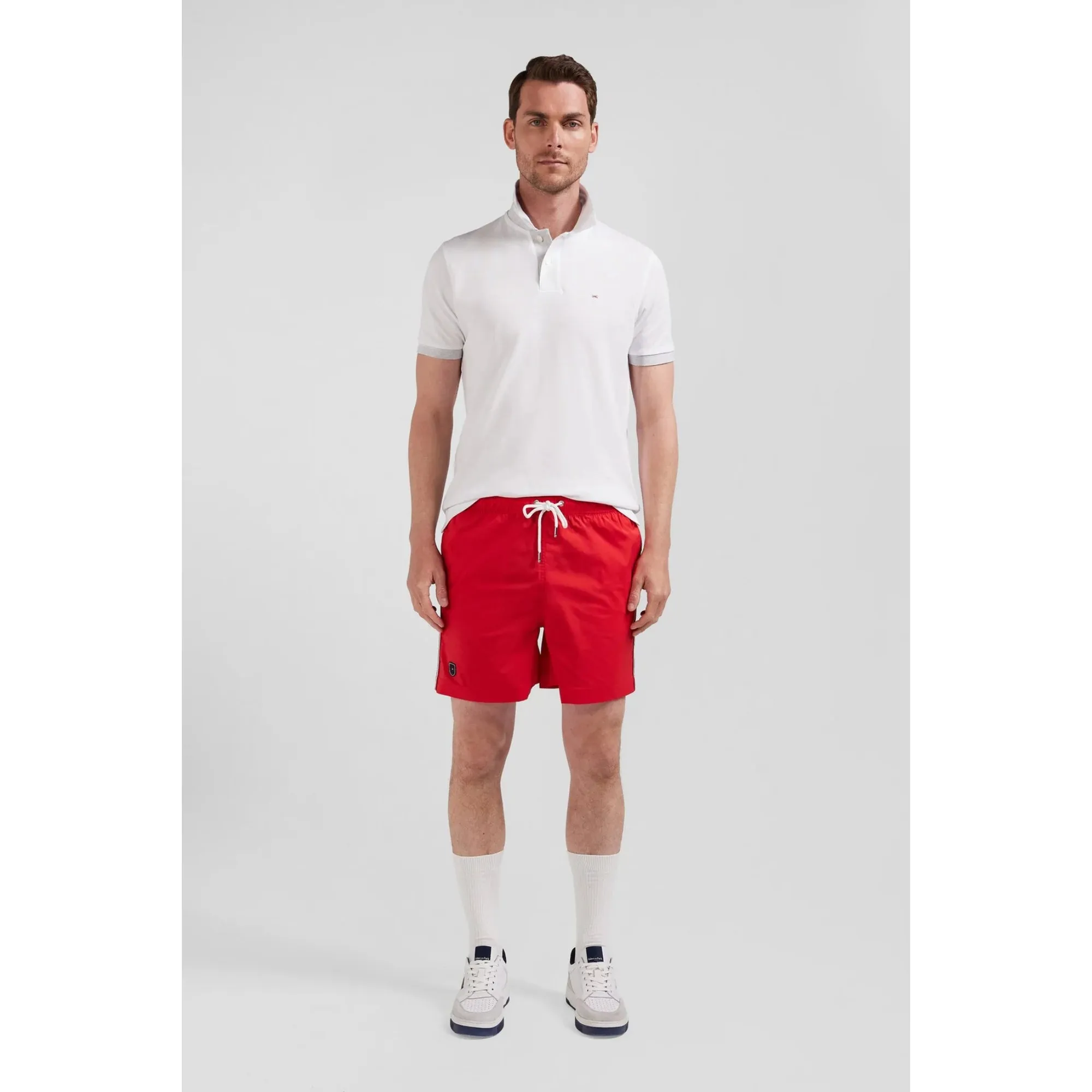 Eden Park Gents Plain Swim Shorts With Tricolor Stripe Detail