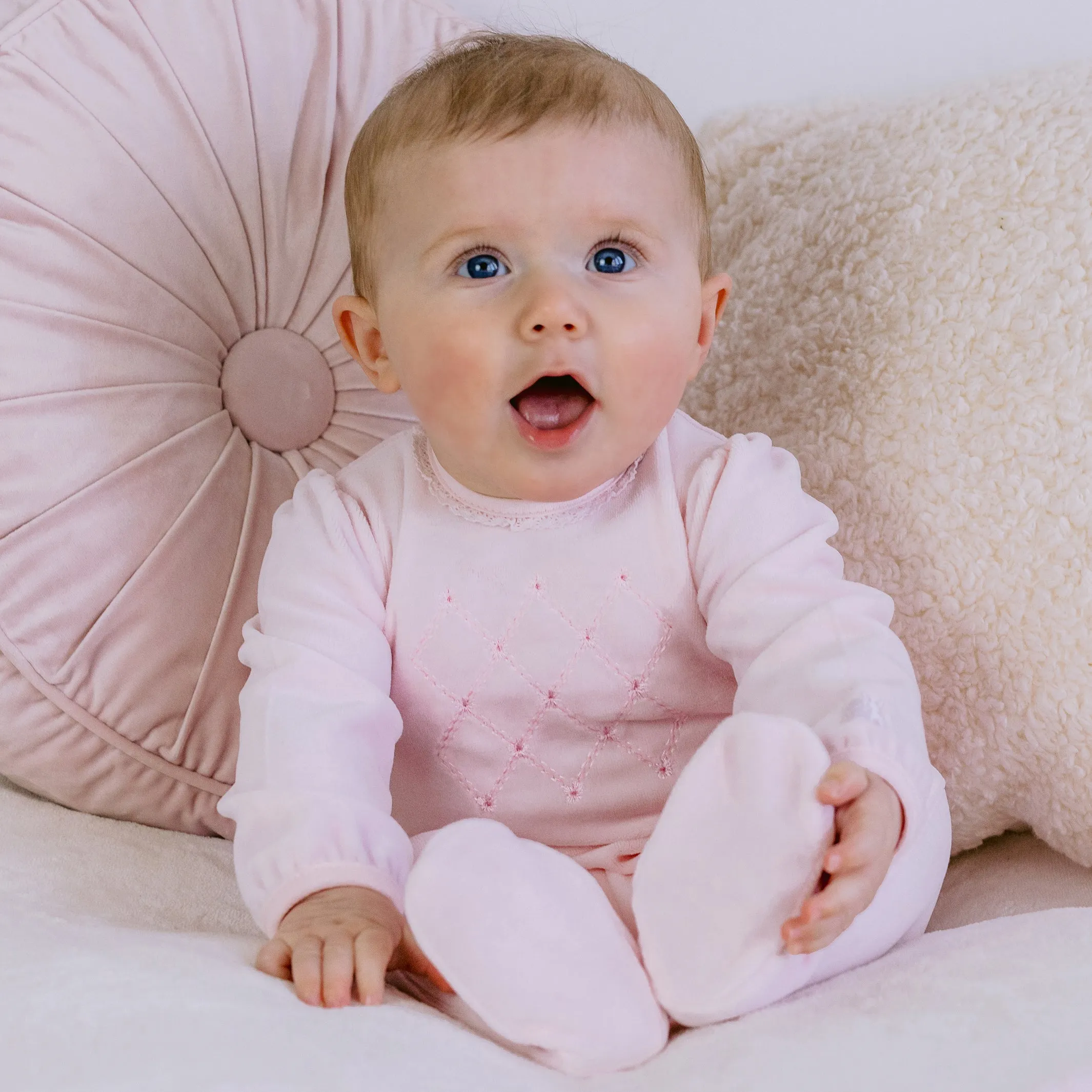Ellie Pink Velour Babygrow