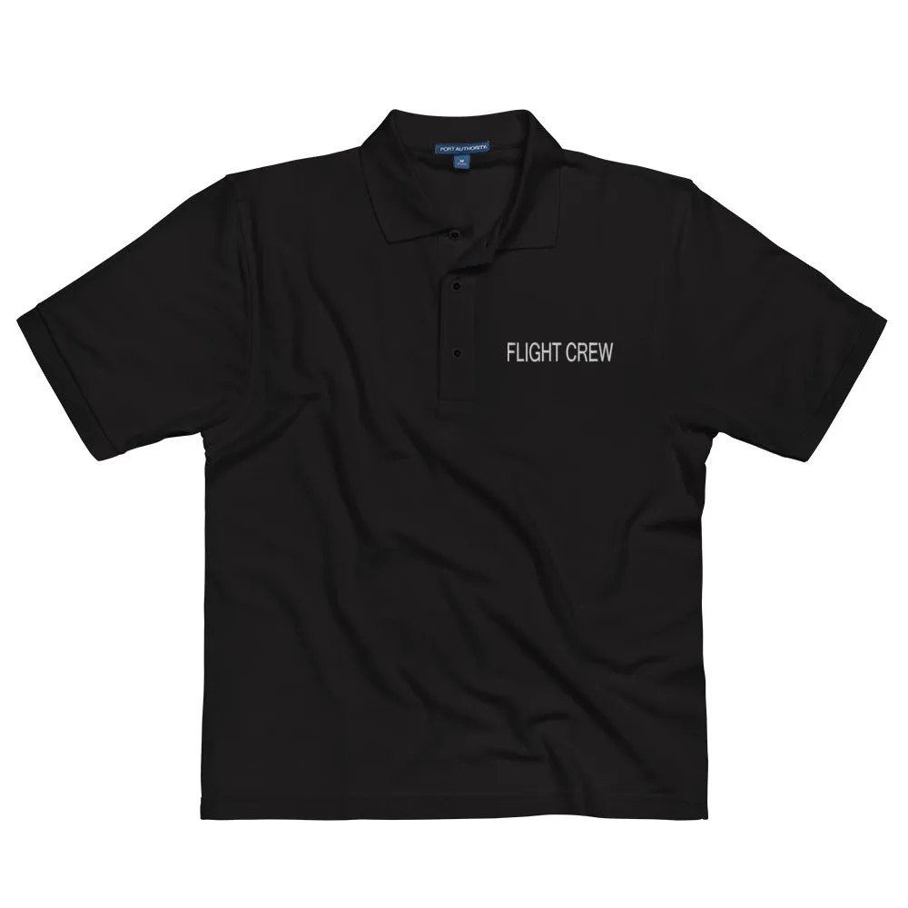 Embroidered Black Flight Crew Men's Premium Polo