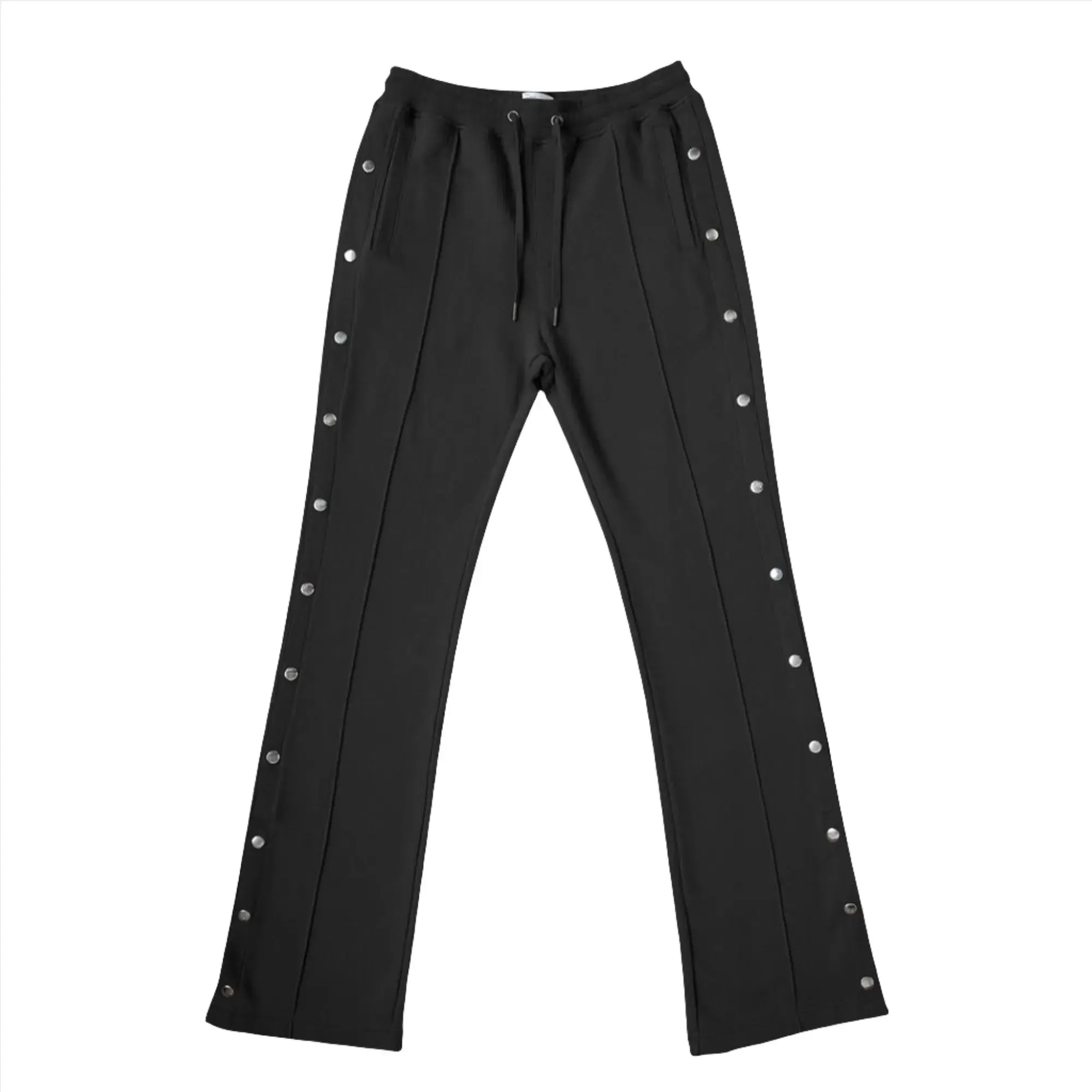 EPTM Men French Terry Snap Flared Pants (Black)