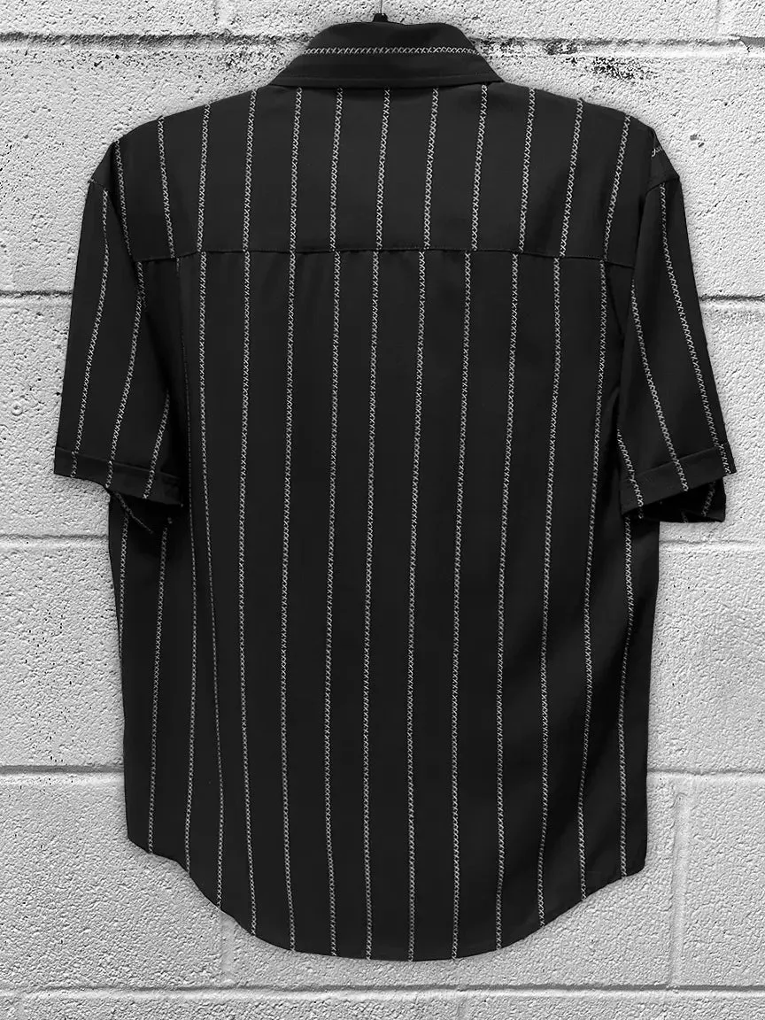 ESSENTIAL BLACK SNITCHES GET STITCHES BUTTON UP