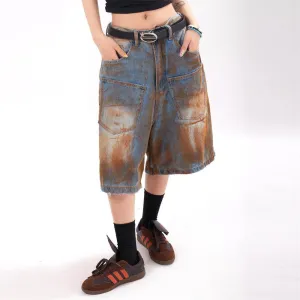 Fashion Inkjet Denim Shorts Men And Women