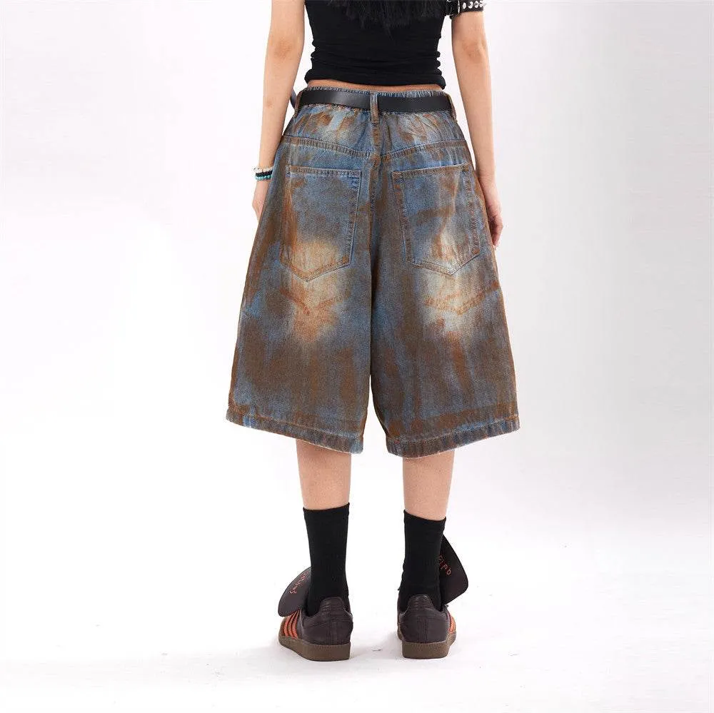 Fashion Inkjet Denim Shorts Men And Women