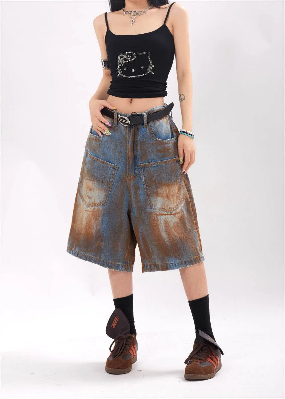 Fashion Inkjet Denim Shorts Men And Women