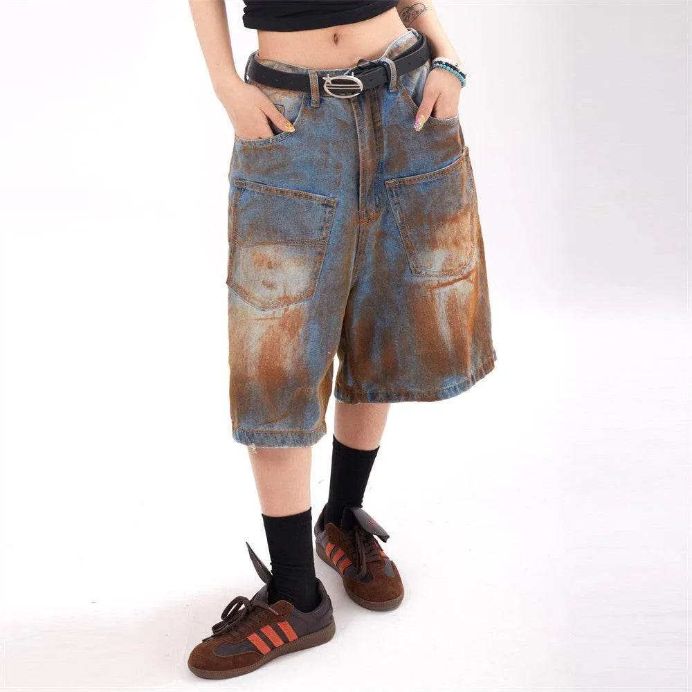 Fashion Inkjet Denim Shorts Men And Women