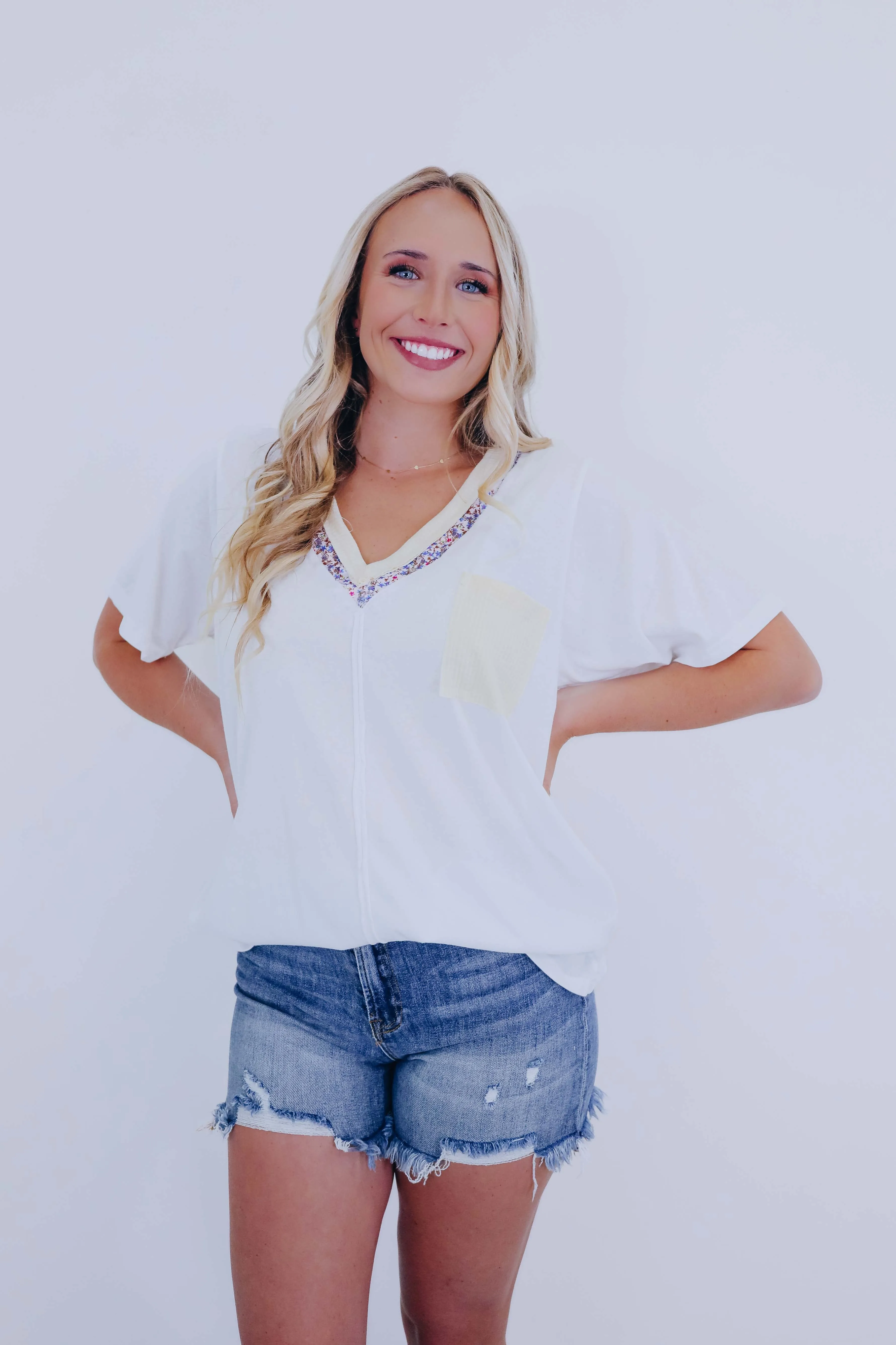 Faye Floral Lace V-Neck Top By POL - 3 Colors