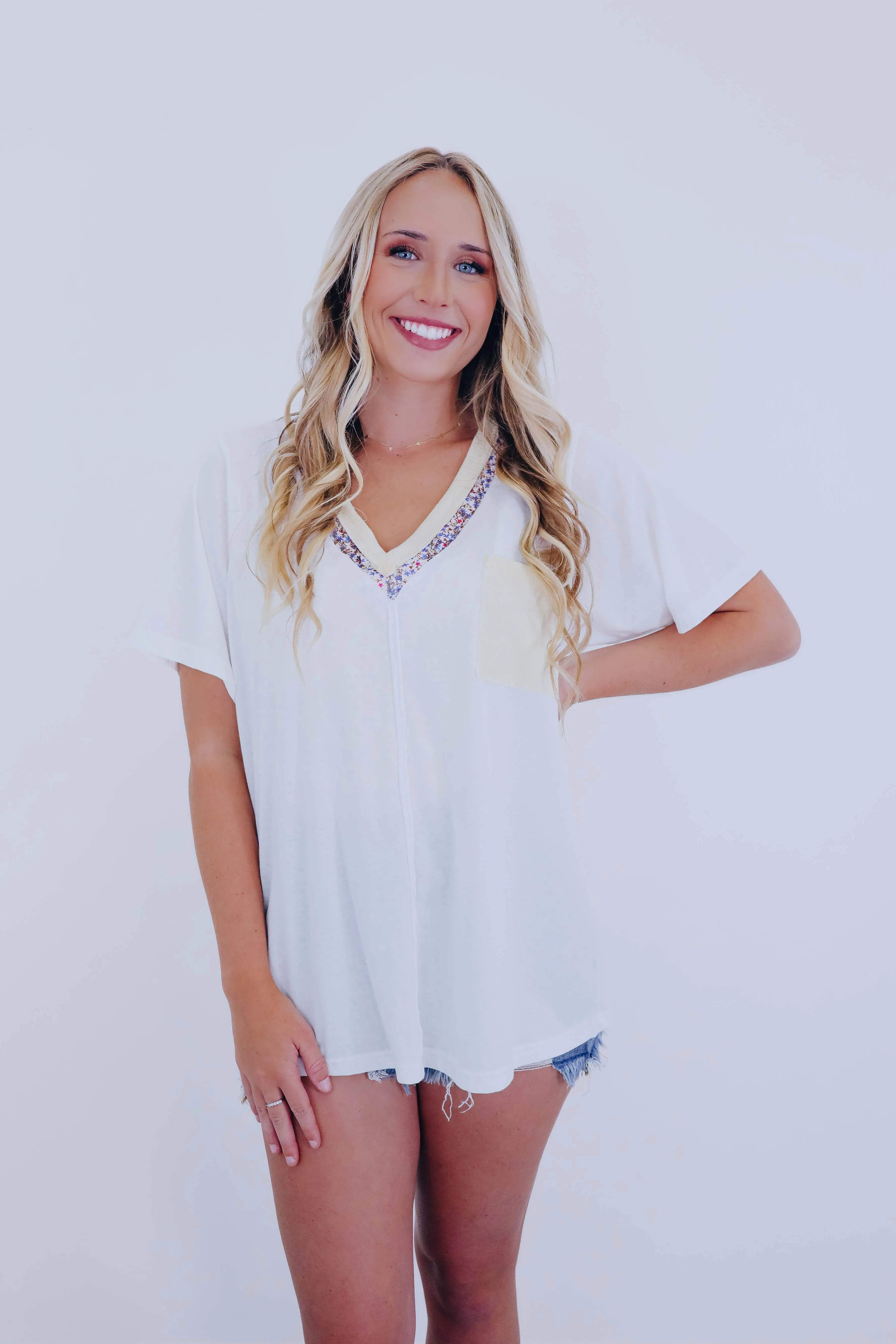 Faye Floral Lace V-Neck Top By POL - 3 Colors