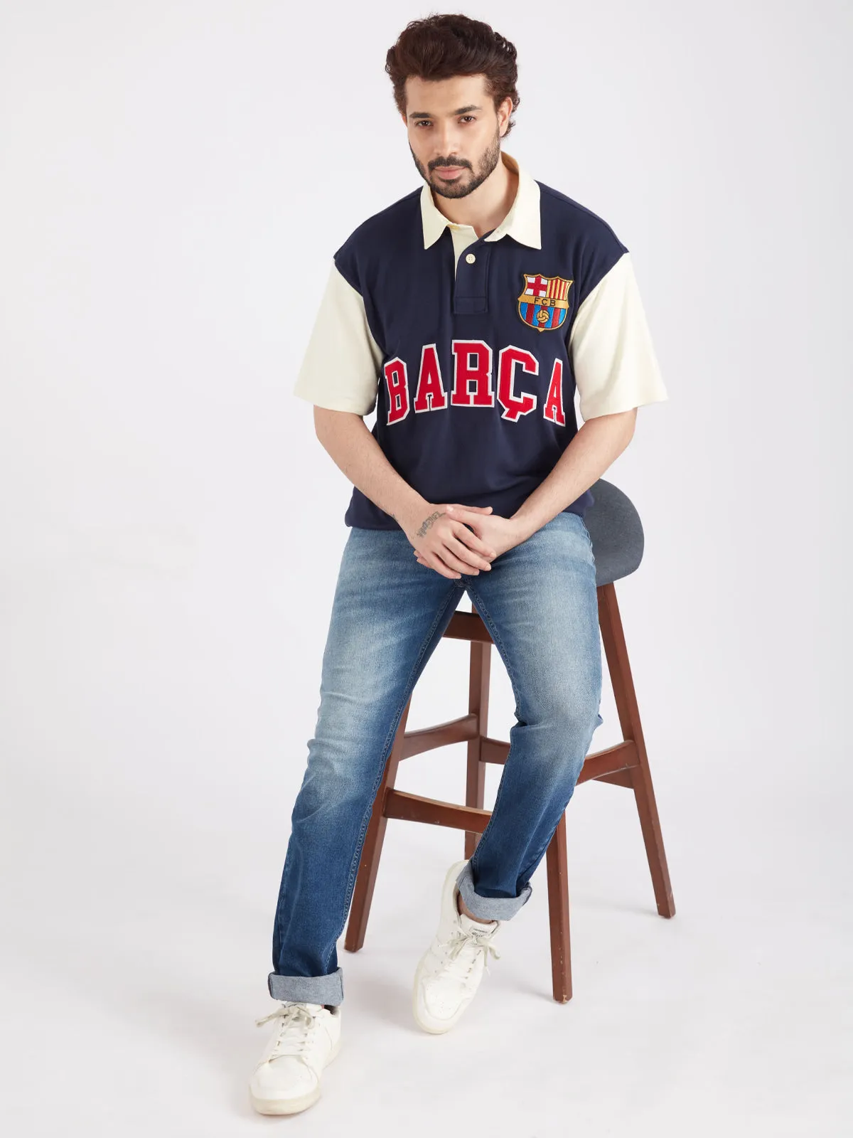 FC Barcelona Typography Oversized Polo