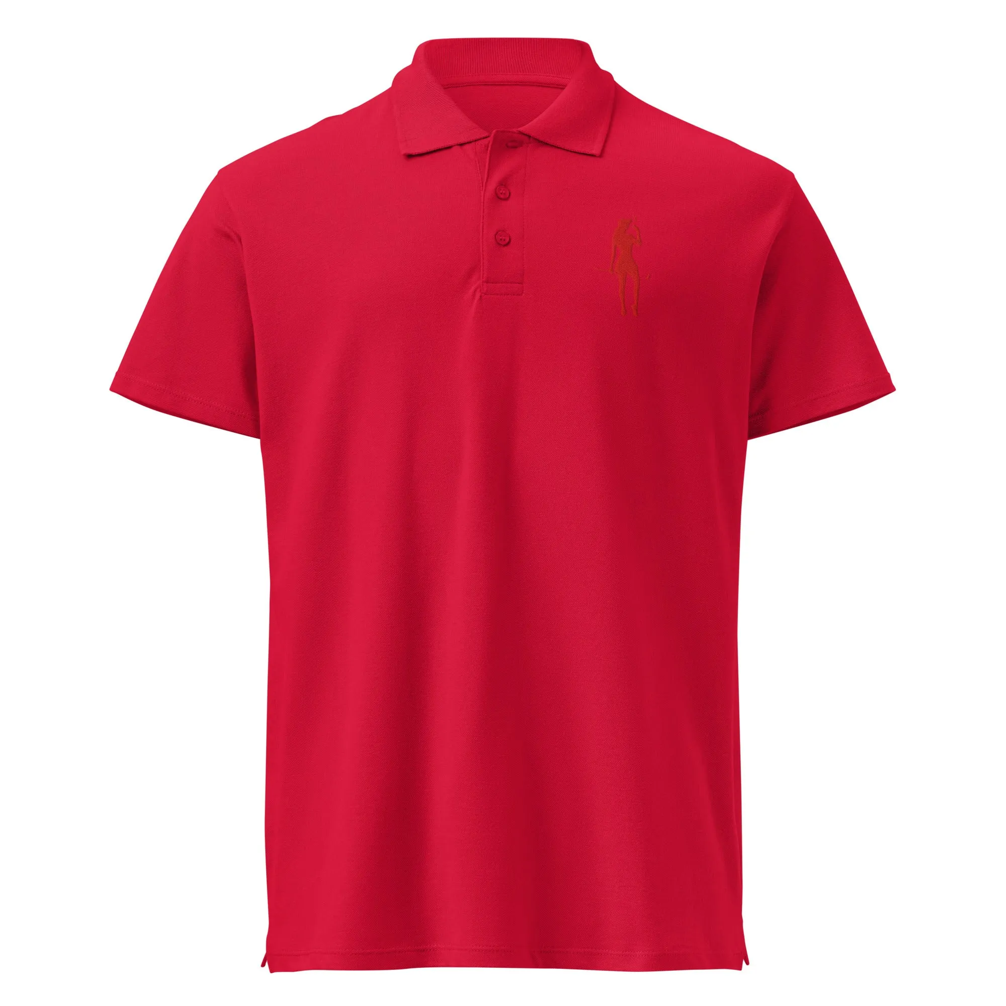 Female Golfer Premium Pique Embroidered Polo Shirt - Red