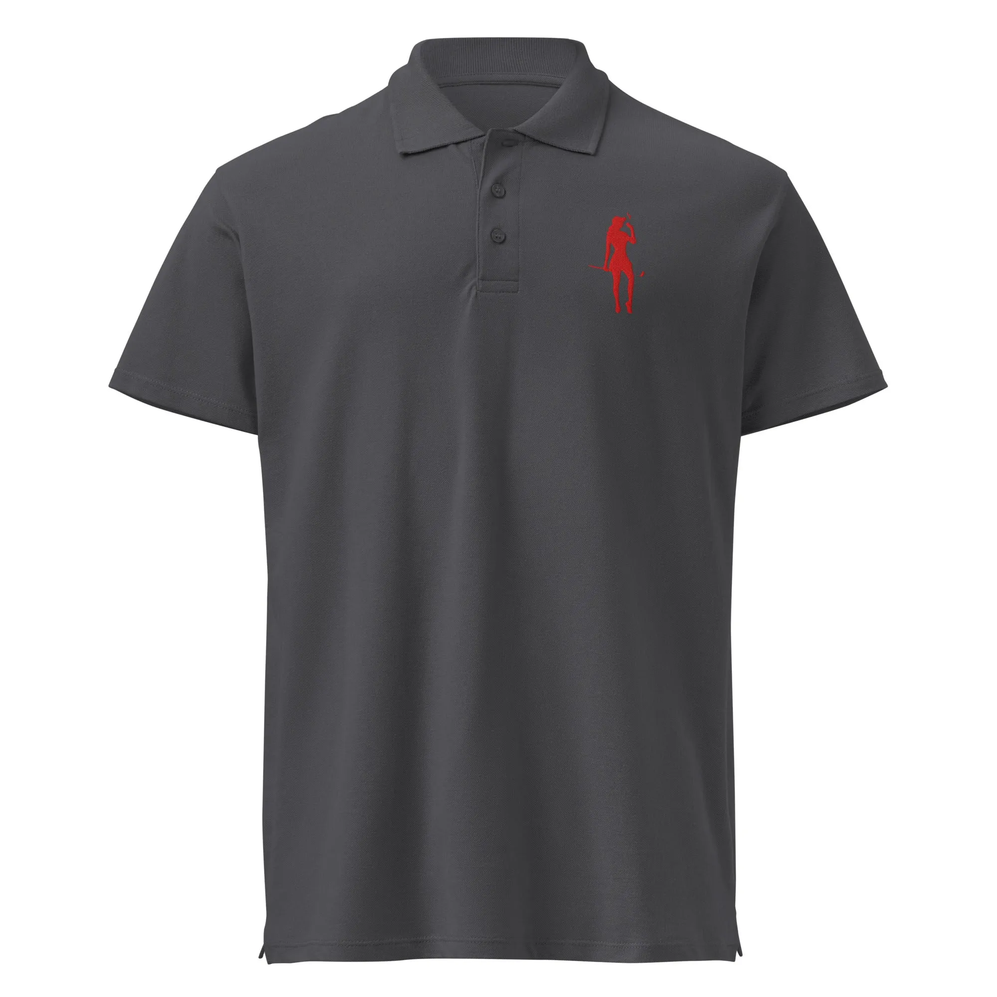 Female Golfer Premium Pique Embroidered Polo Shirt - Red
