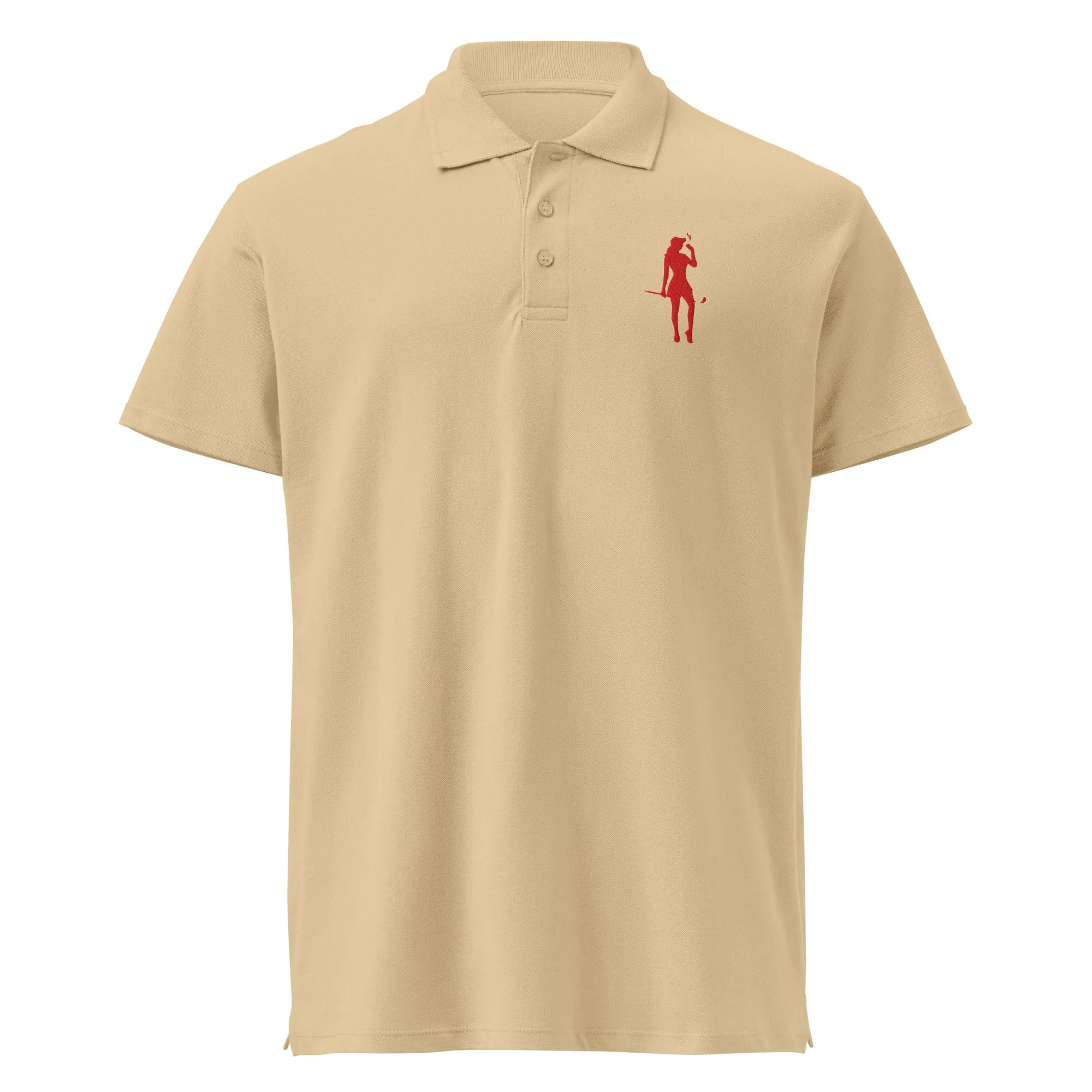 Female Golfer Premium Pique Embroidered Polo Shirt - Red