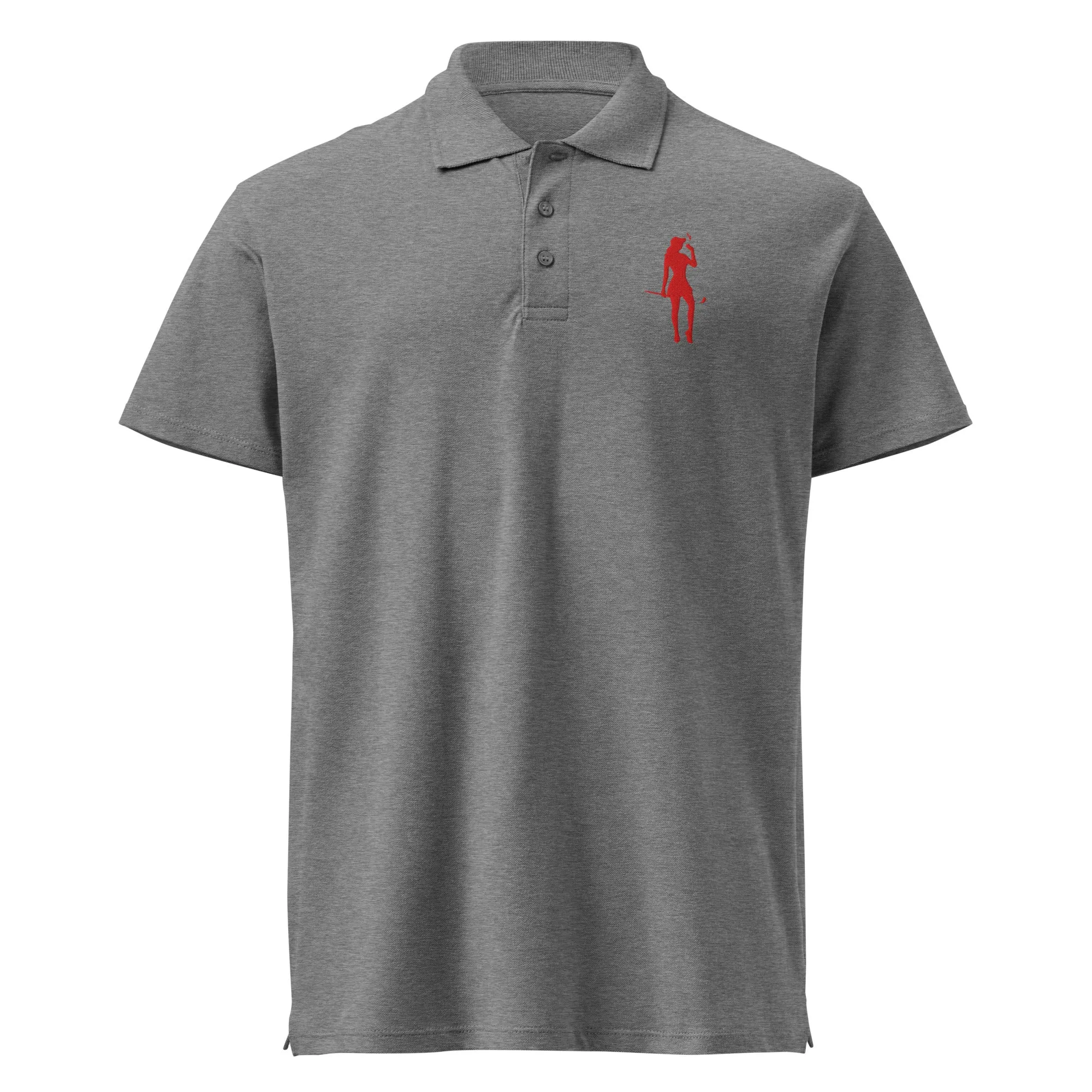 Female Golfer Premium Pique Embroidered Polo Shirt - Red
