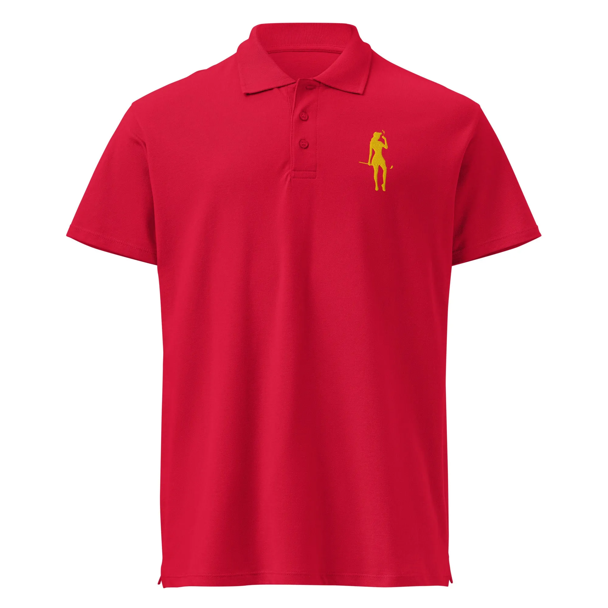 Female Golfer Premium Pique Embroidered Polo Shirt - Yellow