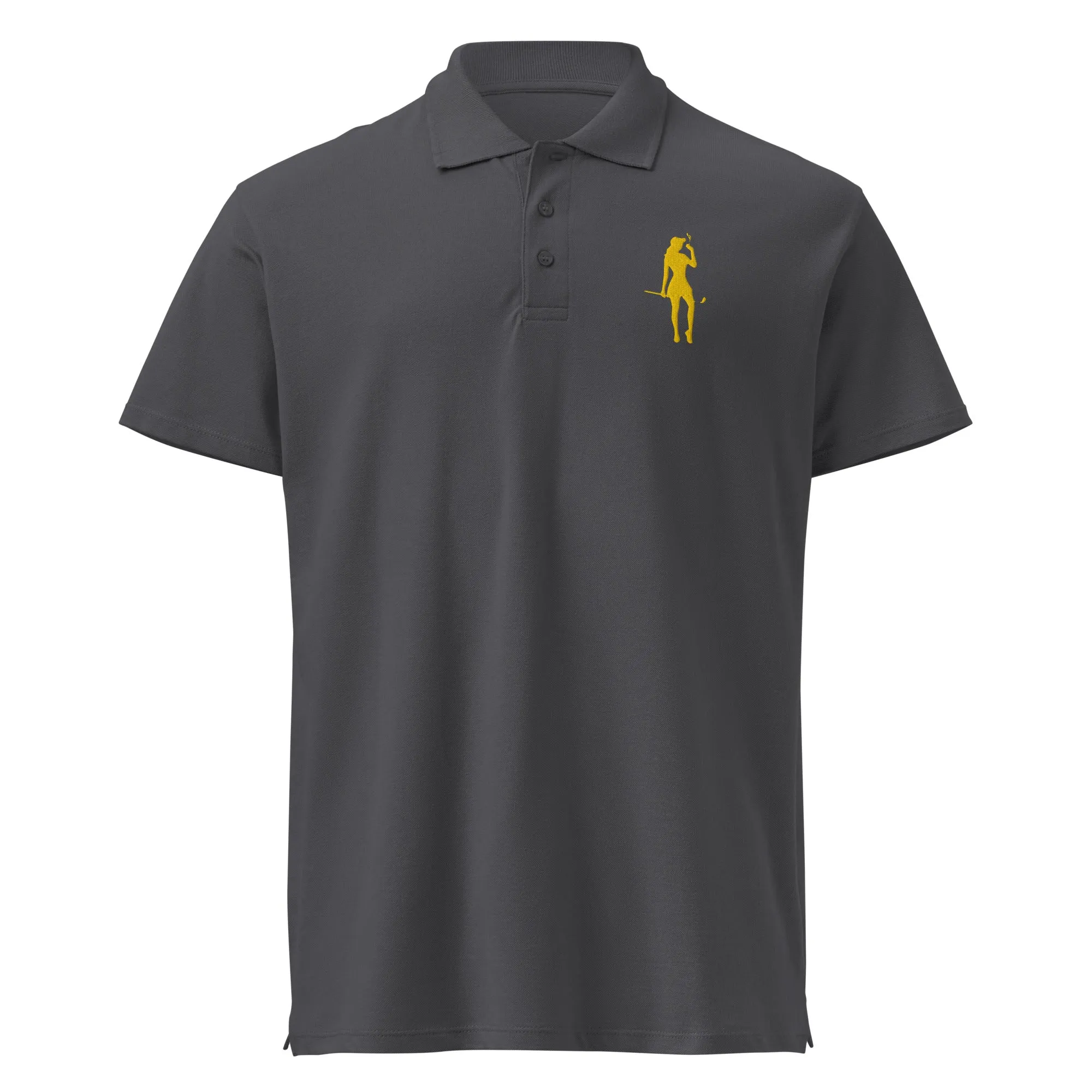 Female Golfer Premium Pique Embroidered Polo Shirt - Yellow