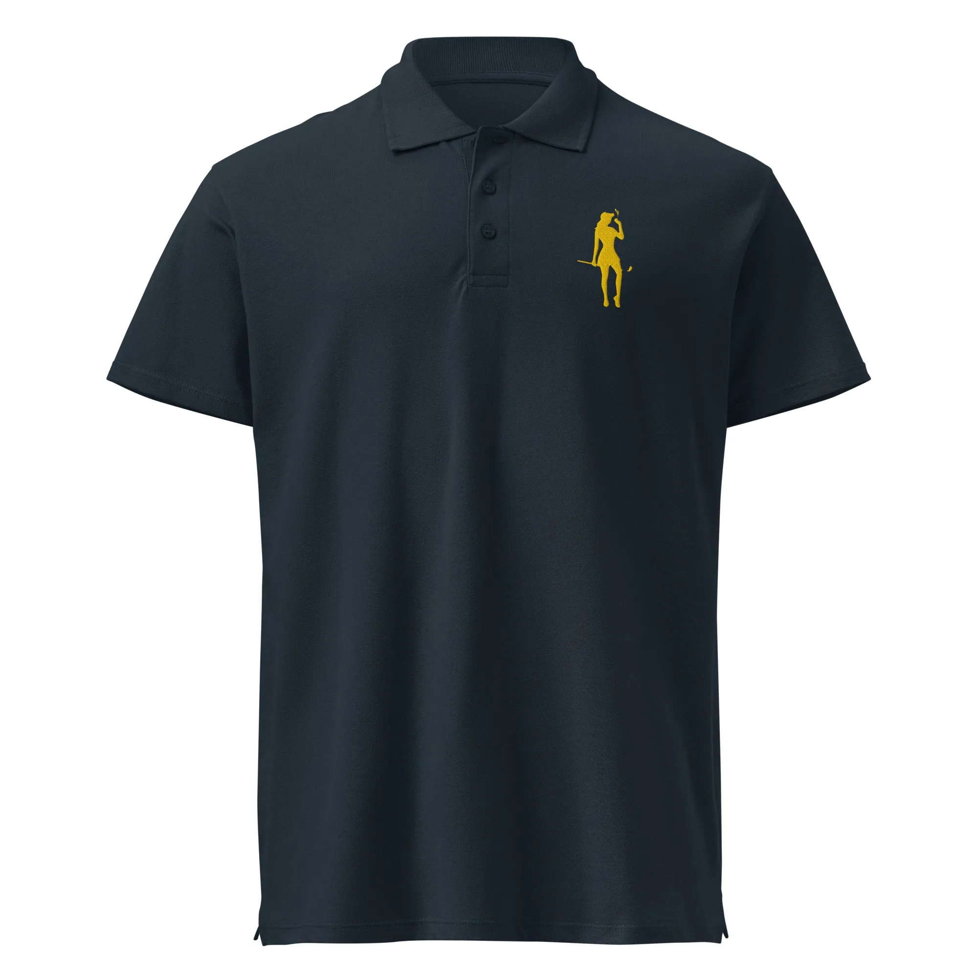 Female Golfer Premium Pique Embroidered Polo Shirt - Yellow
