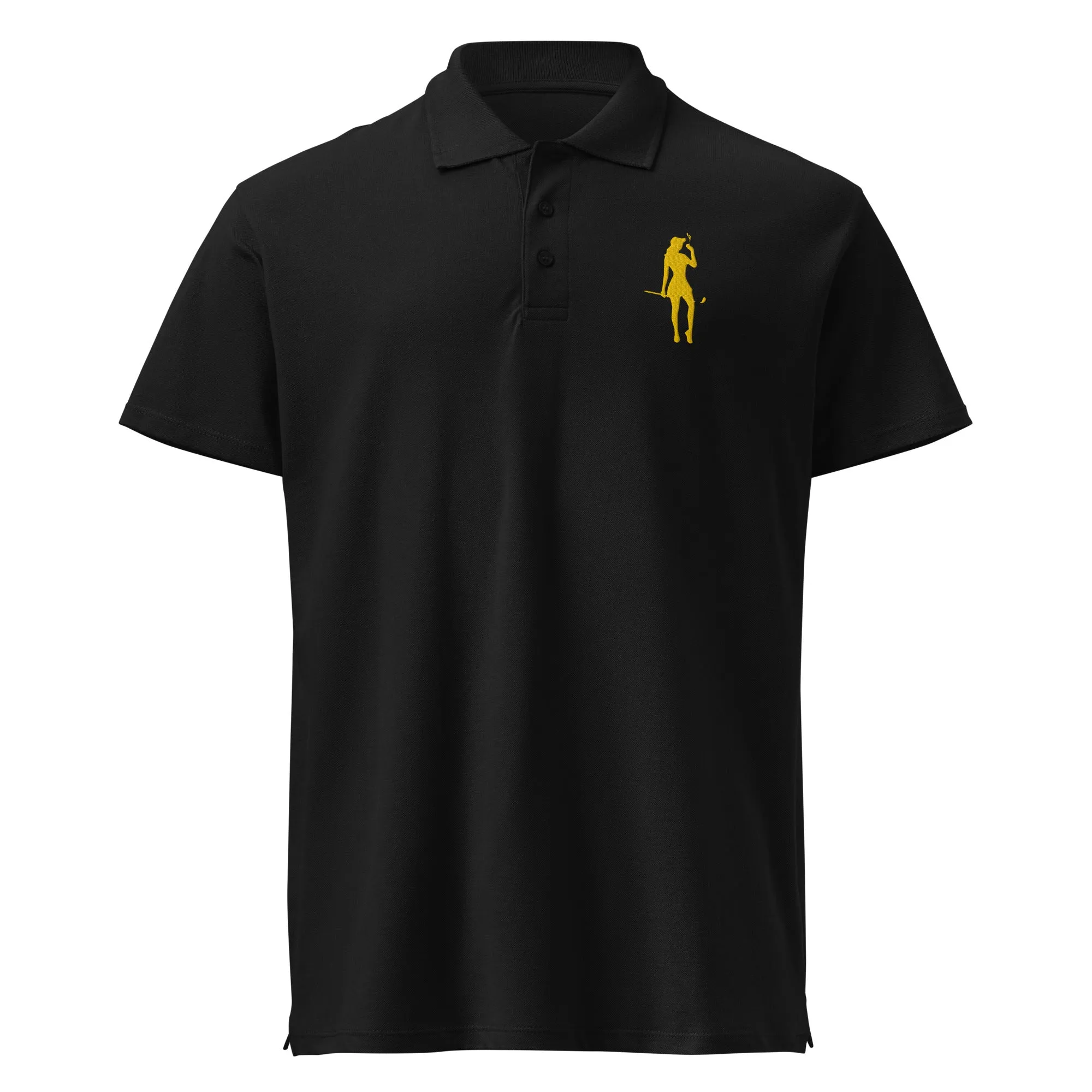 Female Golfer Premium Pique Embroidered Polo Shirt - Yellow