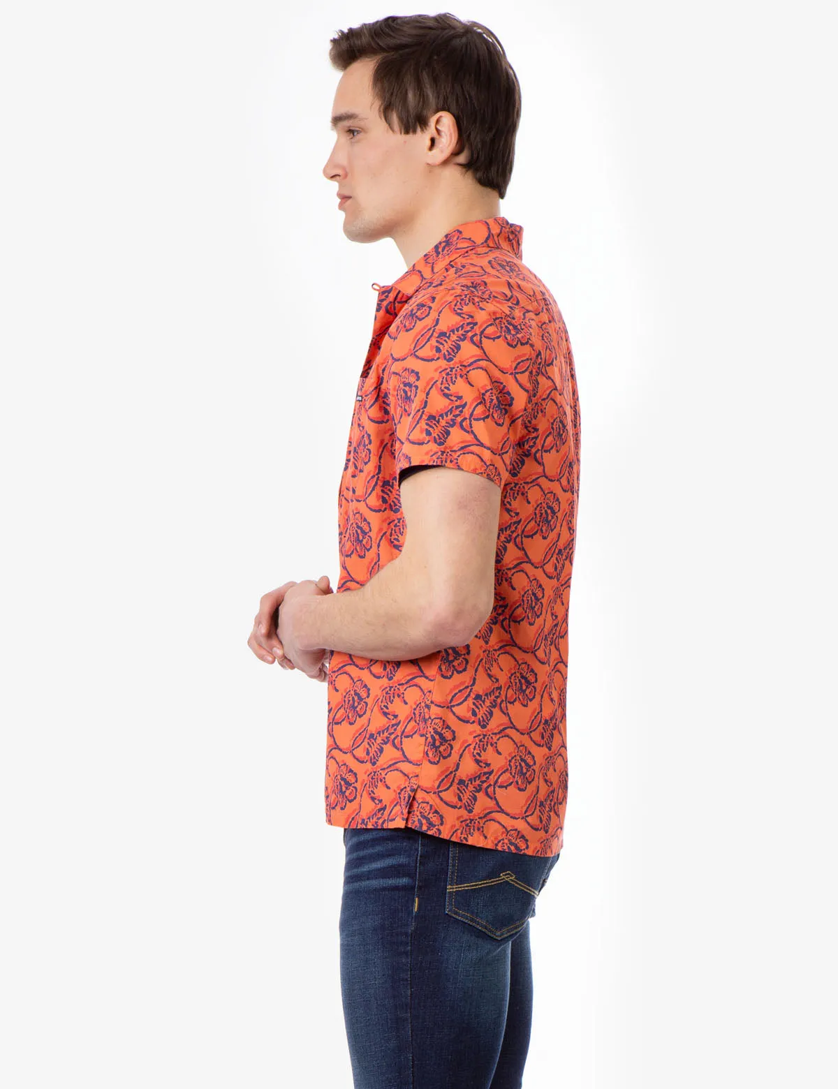 FLORAL POPLIN SHORT SLEEVE SHIRT