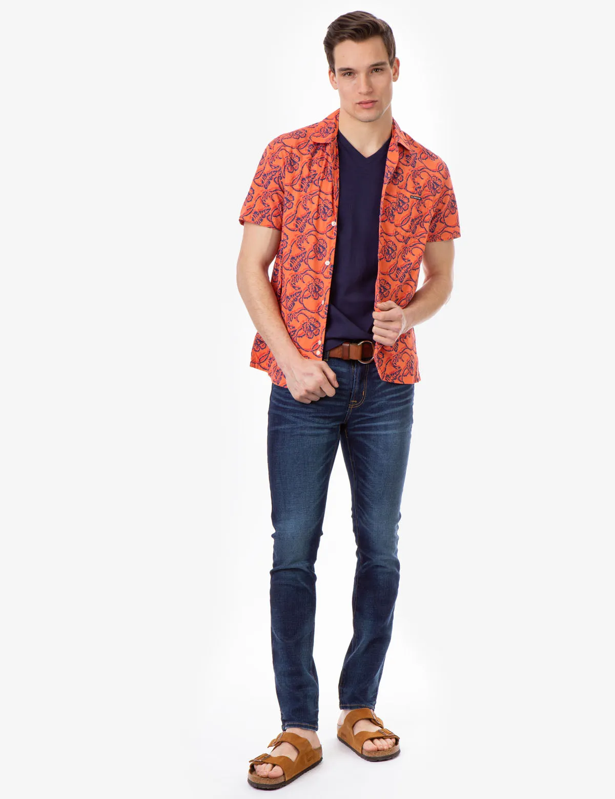FLORAL POPLIN SHORT SLEEVE SHIRT
