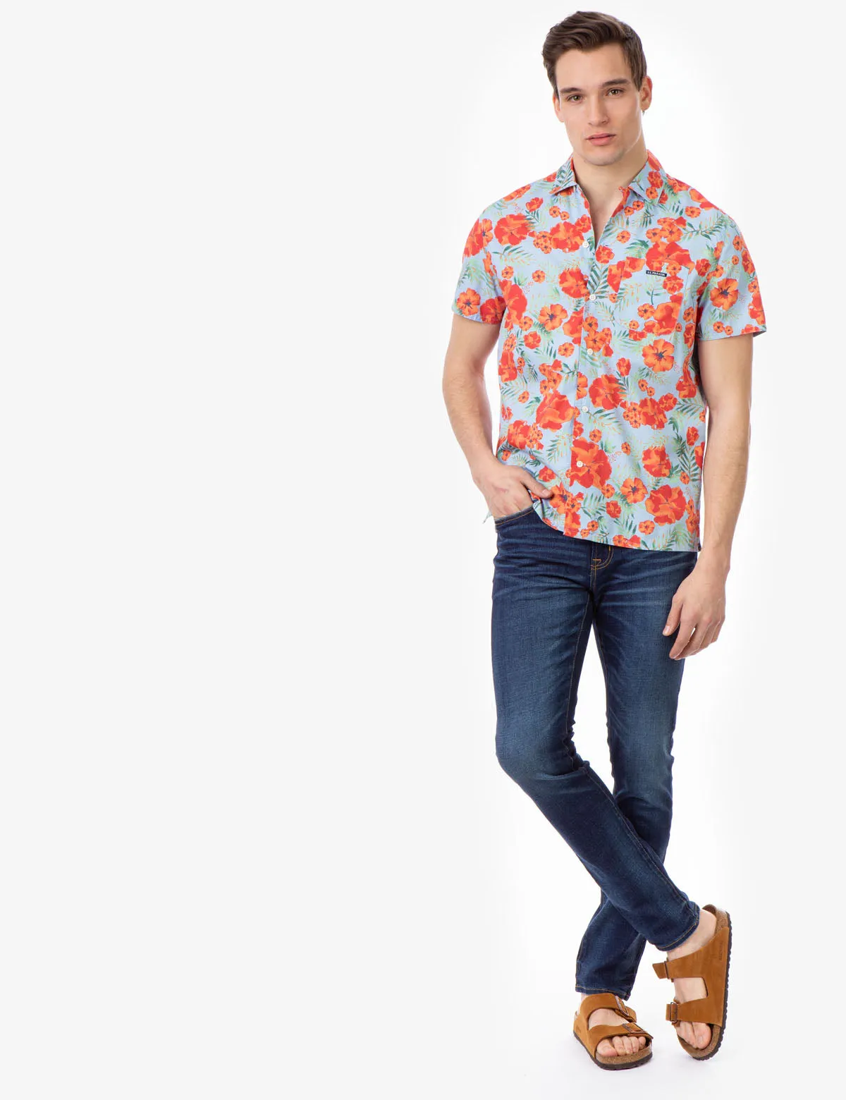 FLORAL SHORT SLEEVE CAMP SHIRT