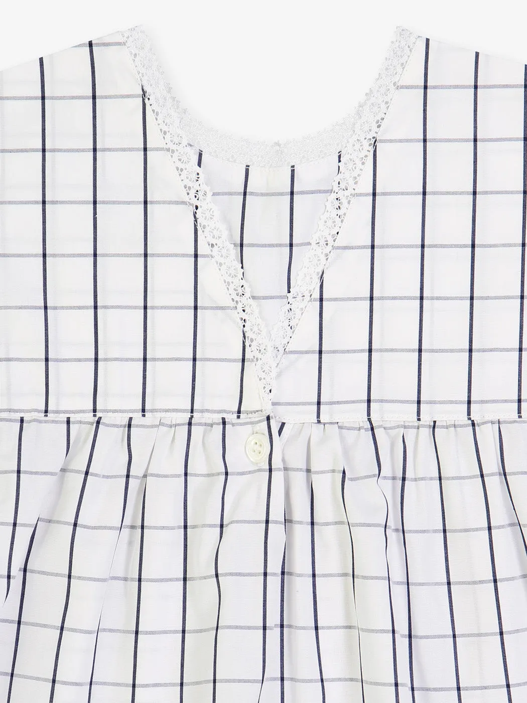 Girls Rimbaud Blouse - Black Thin Squares