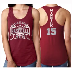 Glitter Allstars Baseball Tank Top| All Star Baseball Mom Tank Top | Custom All Stars Tank | Baseball Bling | Customize