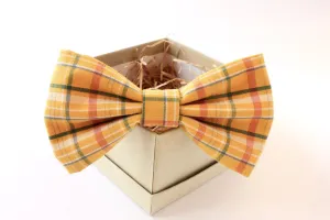 Gold Plaid Bow Tie