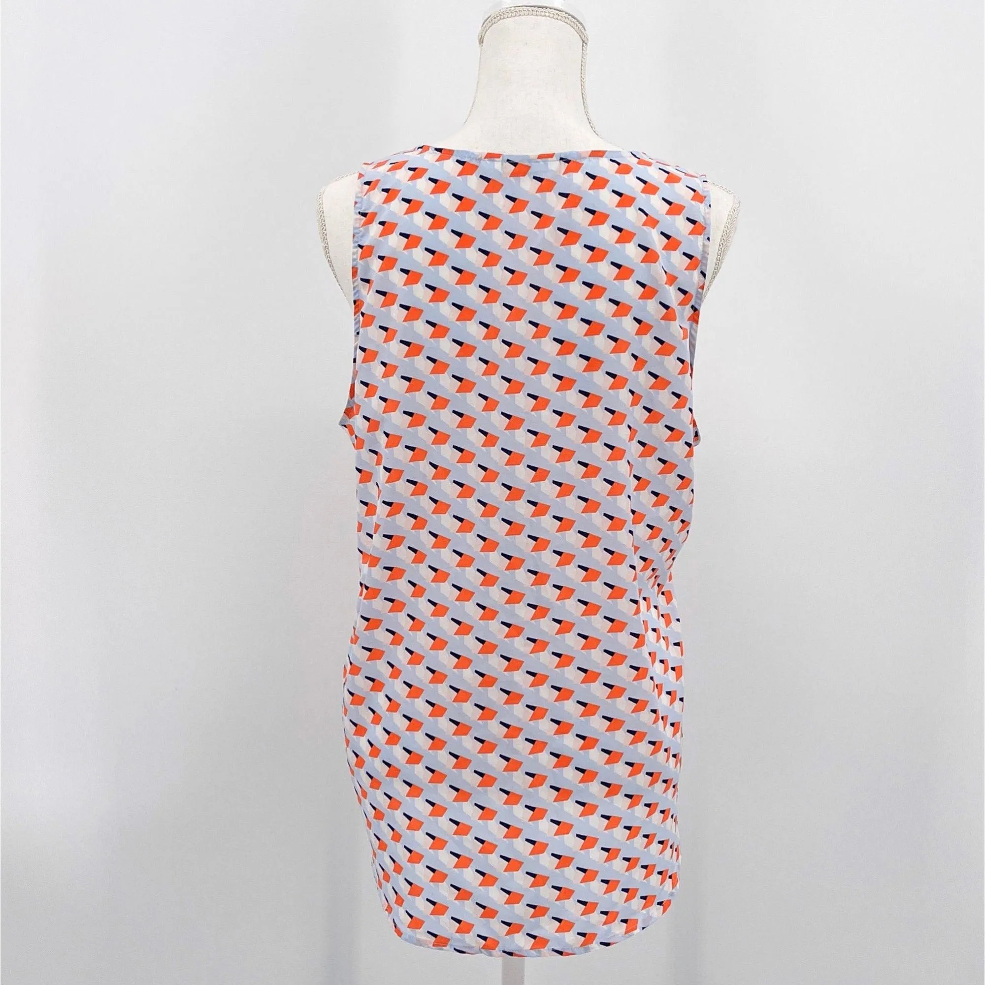 Halogen Geometric Orange Sleeveless Button Blouse