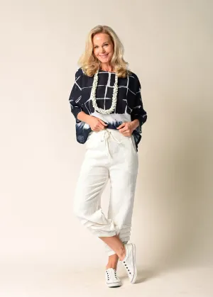 Harlan linen Top in Navy