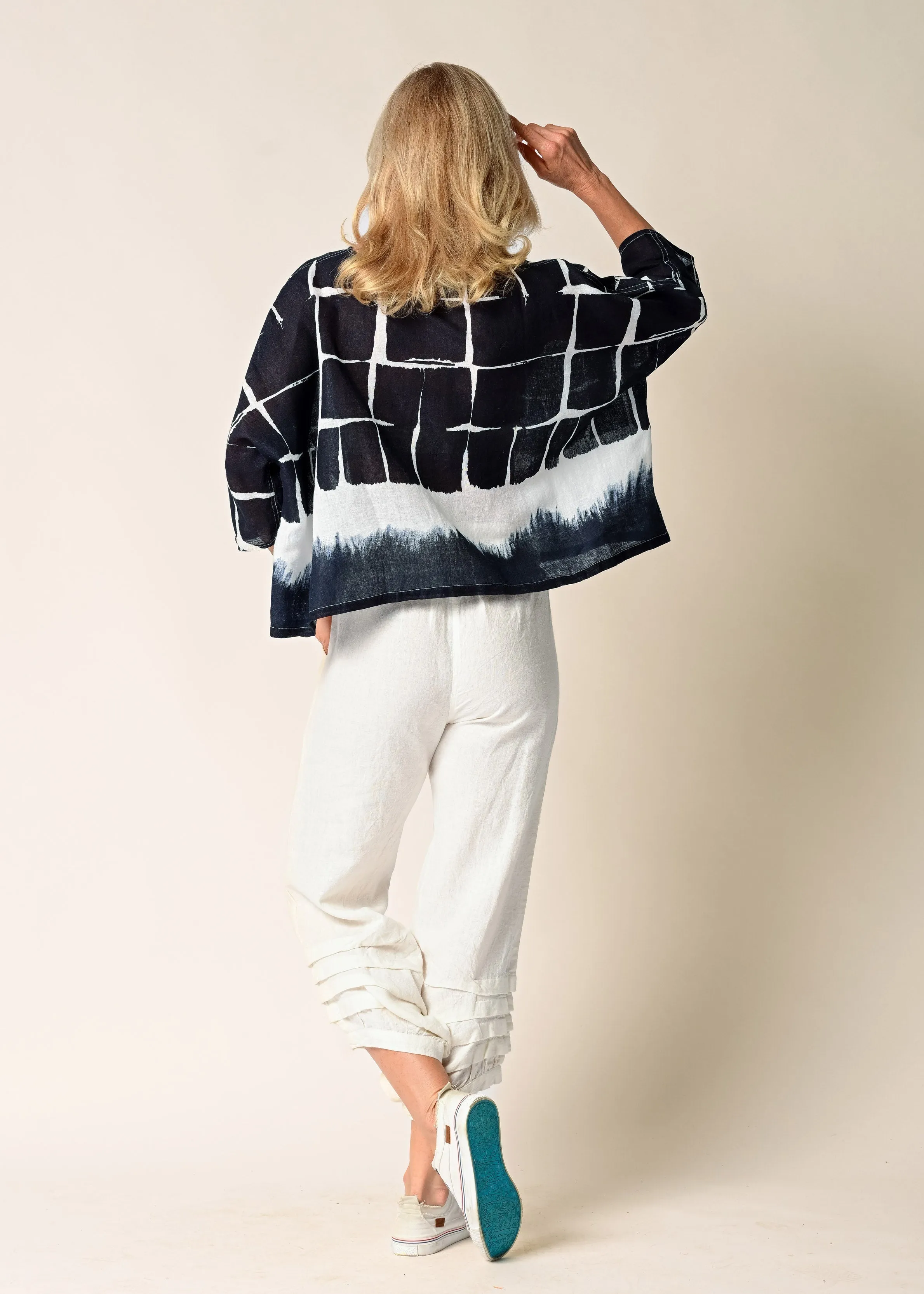 Harlan linen Top in Navy